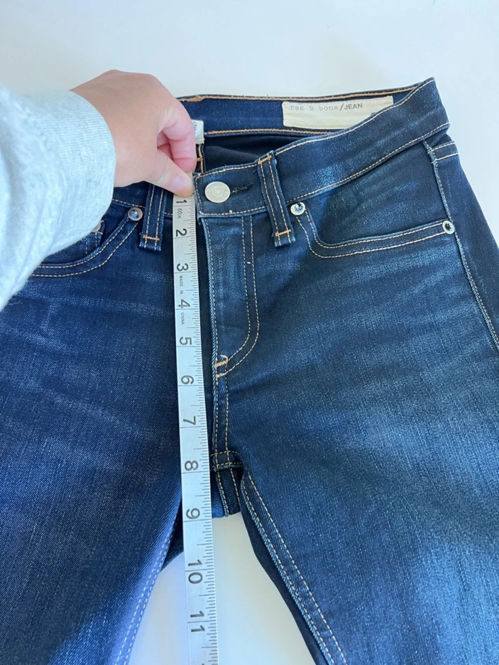 Rag‎ & Bone Women's Raw Hem Dark Blue Dearborn Skinny Jeans